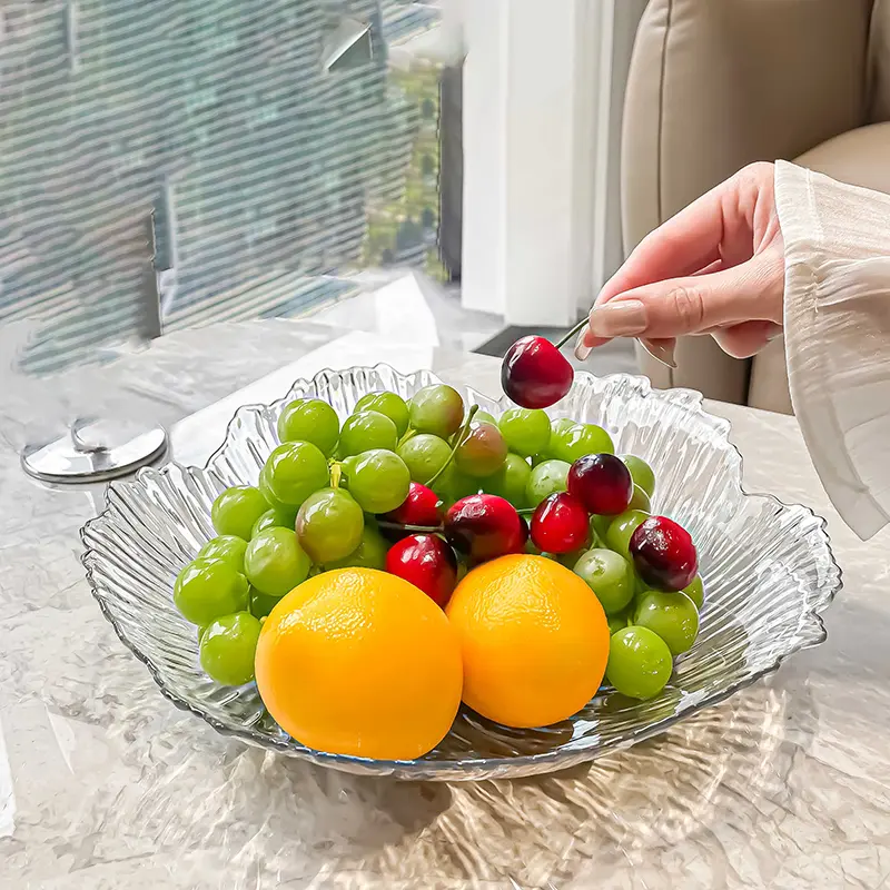 26cm Irregular Fruit Plate Home Living Room Dried Fruit Candy Placement Plates Transparent Light Luxury Salad Tray