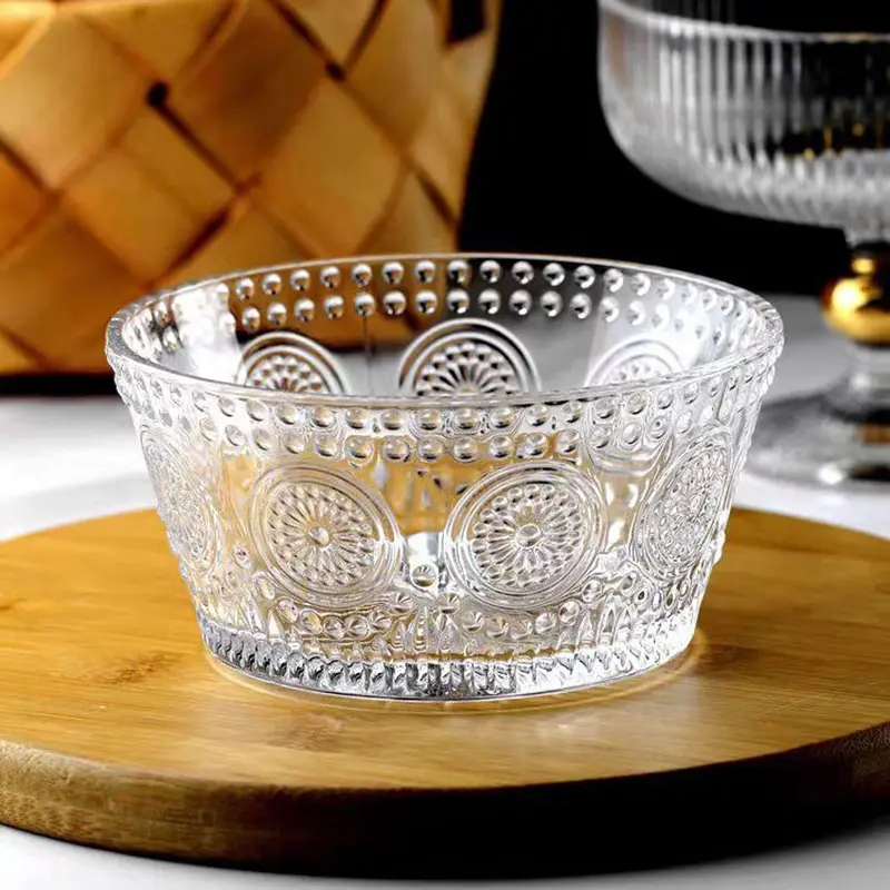Light Luxury Transparent Glass Dessert Bowls Fruit Salad Bowl Household Yoghurt Ice Cream Bowls Tableware