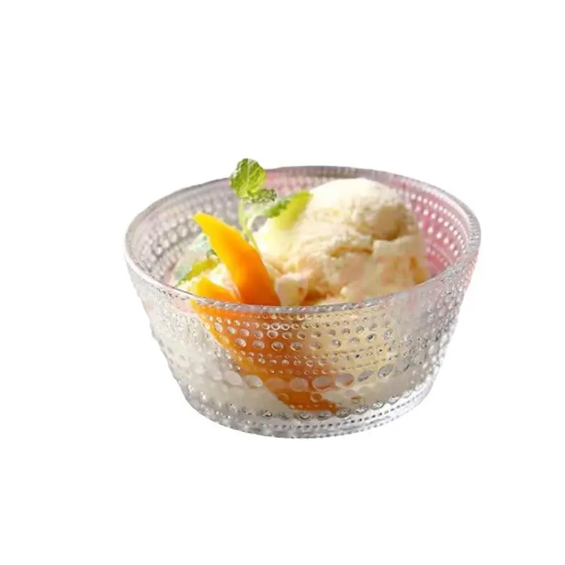 Light Luxury Transparent Glass Dessert Bowls Fruit Salad Bowl Household Yoghurt Ice Cream Bowls Tableware