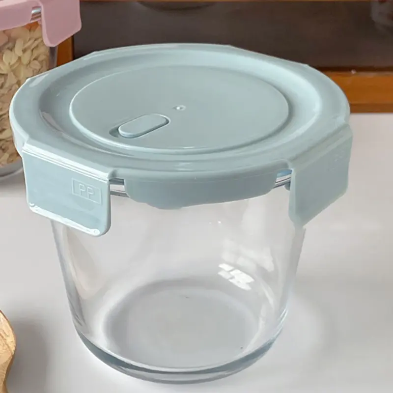 600ml Glass Bowl With Lid Student Lunch Box Home Nuts Dry Food Storage Jar Fruit Yogurt Salad Bowls