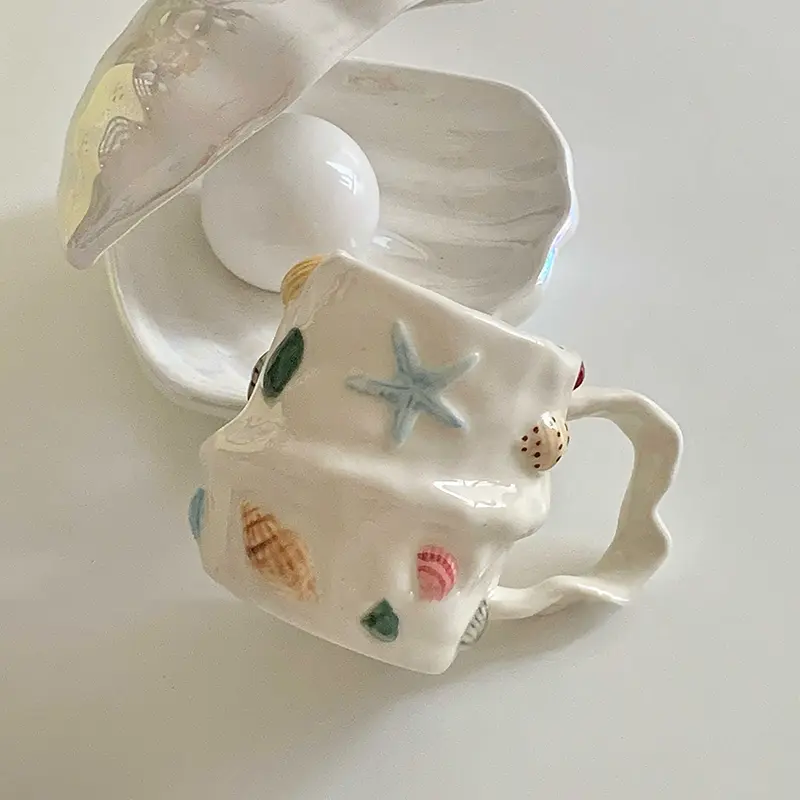 350ml Irregular Ceramic Cup Creative Office Coffee Cups Hand-painted Home Breakfast Milk Mug Drink Ware