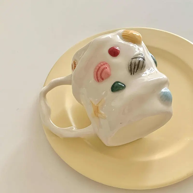 350ml Irregular Ceramic Cup Creative Office Coffee Cups Hand-painted Home Breakfast Milk Mug Drink Ware