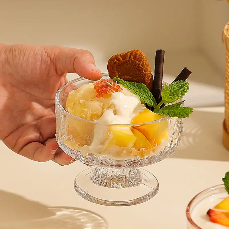 Ice Cream Cups Tall Ice-cream Yoghurt Bowl Dessert Cup Glass Cups Delicate Pastry Cake Plate Restaurant Ornament