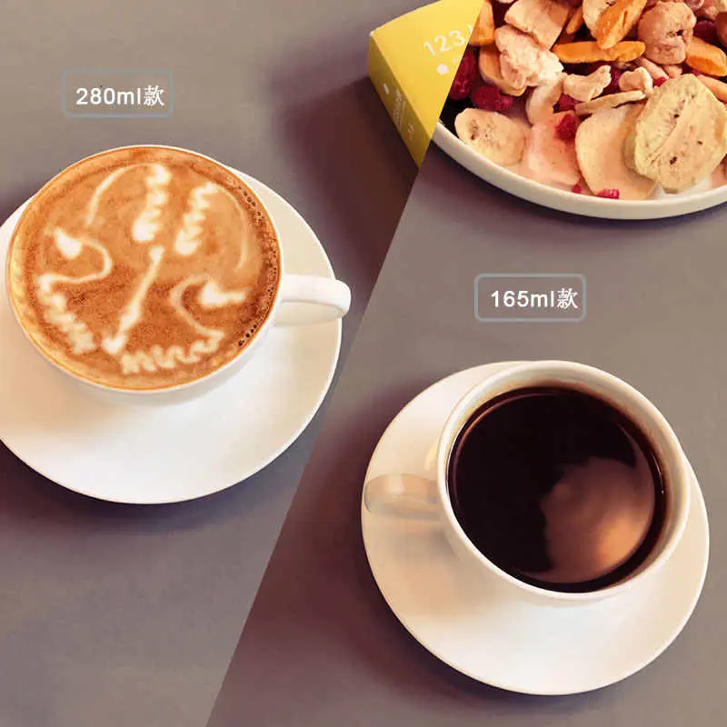 Simple Bone China Coffee Cups And Saucers White European Latte Pull Cups Snack Plates Delicate Coffee Accessories