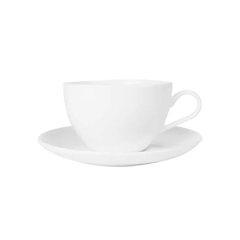 Simple Bone China Coffee Cups And Saucers White European Latte Pull Cups Snack Plates Delicate Coffee Accessories
