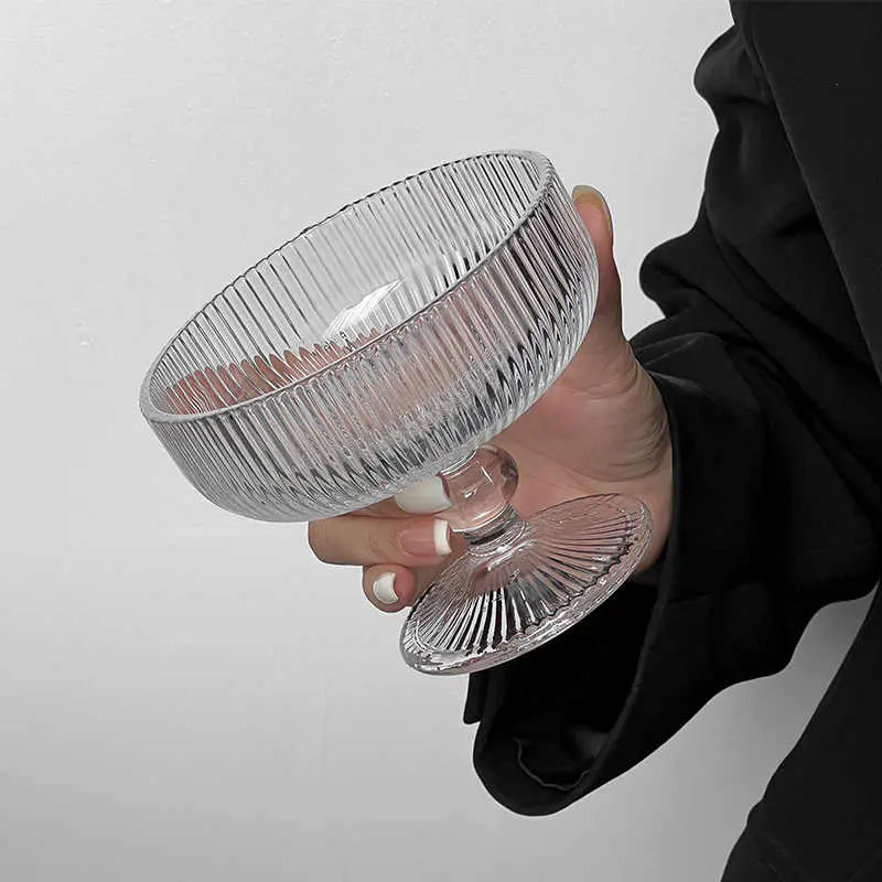 Glass Ice Cream Cup Tall Yoghurt Dessert Bowl Simple Cocktail Cups 300ml Milkshake Pudding Cups