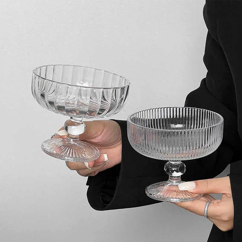 Glass Ice Cream Cup Tall Yoghurt Dessert Bowl Simple Cocktail Cups 300ml Milkshake Pudding Cups