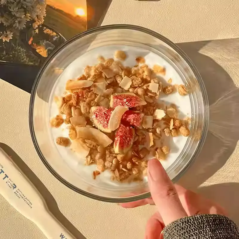 Transparent Glass Bowl Simple Tableware Salad Bowl Household Fruit Oatmeal Yoghurt Bowl Korean Cold Noodle Bowl