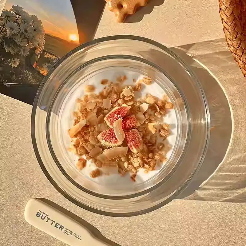 Transparent Glass Bowl Simple Tableware Salad Bowl Household Fruit Oatmeal Yoghurt Bowl Korean Cold Noodle Bowl