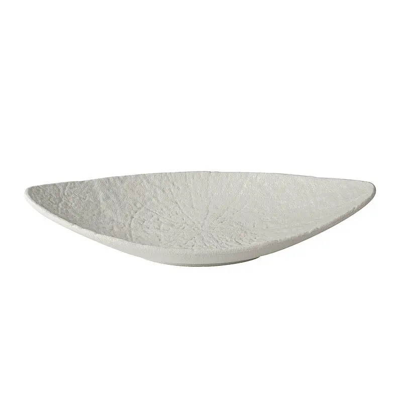 Japanese Frosted Oval Plate Household Snack Cake Sushi Dish Solid Color Relief Fruit Vegetable Salad Tray Dessert Platter