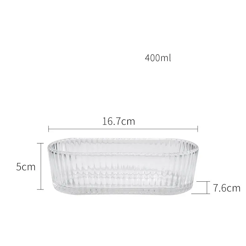 Korean Oval Glass Plate Transparent Candy Snack Nut Storage Tray Breakfast Fruit Vegetable Salad Disc Dessert Ice Cream Dish