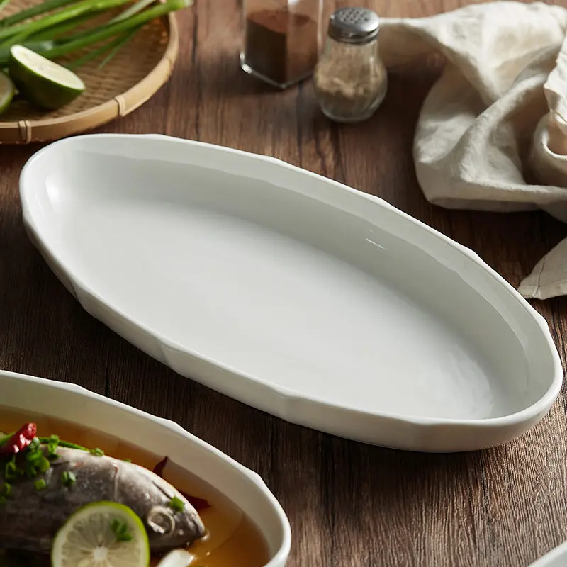 Steamed Fish Plate Japanese Large Ceramic Dish Baking BBQ Disc Western Pizza Steak Pasta Tray Dessert Cake Snack Platter