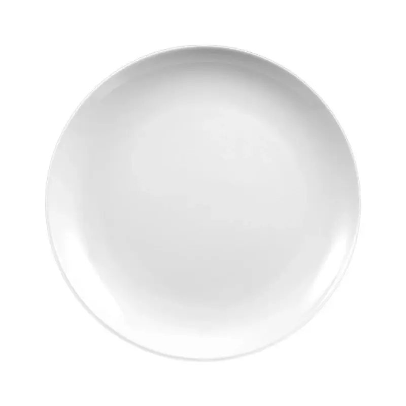 Steak Tray White Ceramic Round Western Flat Plate Household Vegetable Dish Solid Colour Simple Breakfast Cake Tray Tableware