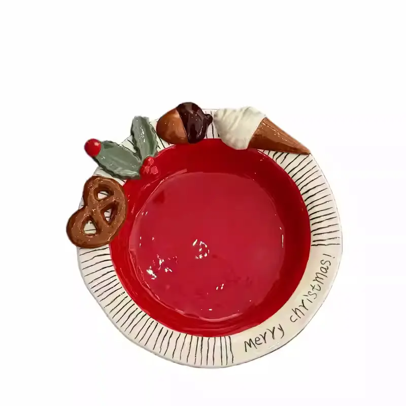 Ceramic Christmas Dinner Plate Underglaze Spaghetti Plates Exquisite Household Deep Dish Creative Dessert Tray Gift