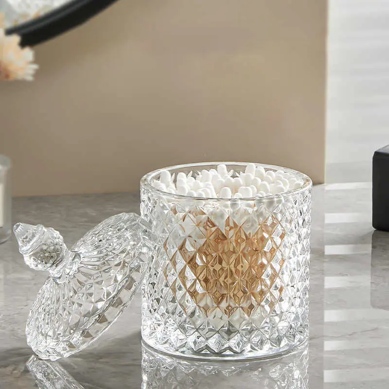 Light Luxury Toothpick Box Creative Glass Candy Nut Storage Jar Desktop Ornaments Simple Accessories Storage Bottle With Lid
