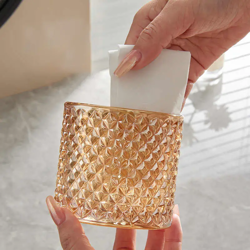 Light Luxury Toothpick Box Creative Glass Candy Nut Storage Jar Desktop Ornaments Simple Accessories Storage Bottle With Lid