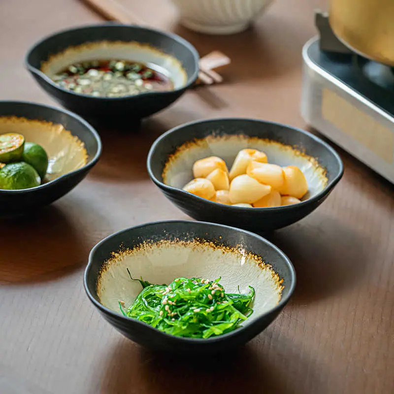 Irregular Hotpot Dipping Bowl Ceramic Flavor Saucer Creative Dessert Bowl Japanese Sushi Dipping Sauce Plate