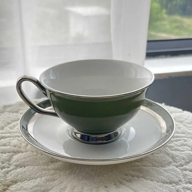 Light Luxury Ceramic Coffee Cups And Saucers 180ml English Afternoon Tea Drinkware Home Breakfast Cups Dessert Plates Gifts