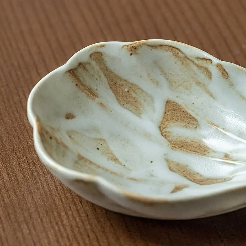 Creative Taste Saucer Rough Pottery Seasoning Dish Household Hot Pot Dipping Tray Snack Plate Tableware