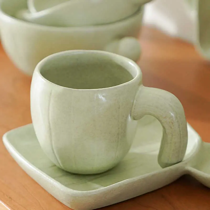 Creative Ceramic Mug Office Coffee Cup Girls Gift Solid Colour Household Milk Oatmeal Cup Water Cups 350ml