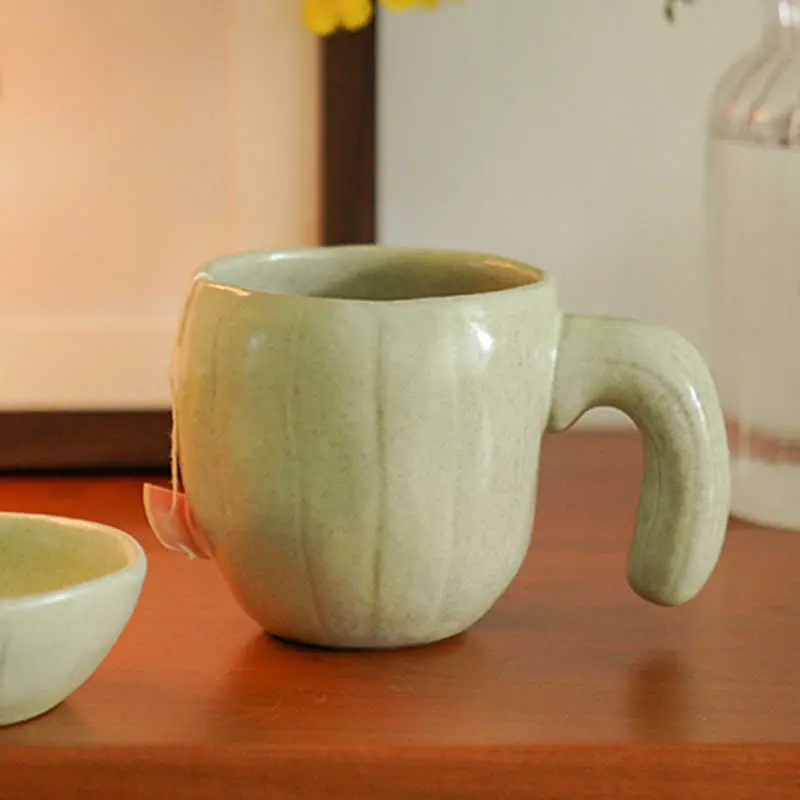Creative Ceramic Mug Office Coffee Cup Girls Gift Solid Colour Household Milk Oatmeal Cup Water Cups 350ml