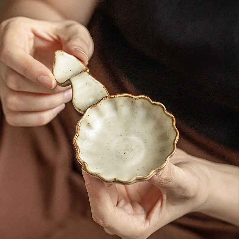 Coarse Pottery Dish Creative Ceramic Chopstick Rack Multi-purpose Dipping Dish Seasoning Sauce Vinegar Dish Household Tableware