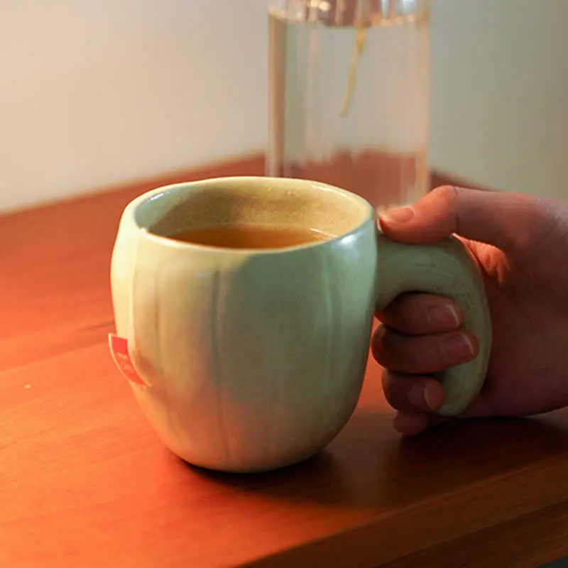 Creative Ceramic Mug Office Coffee Cup Girls Gift Solid Colour Household Milk Oatmeal Cup Water Cups 350ml