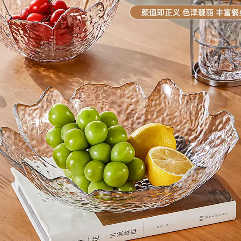 Exquisite Glass Fruit Plate Living Room Transparent Snacks Nut Plates Ornaments Household Irregular Vegetable Salad Tray