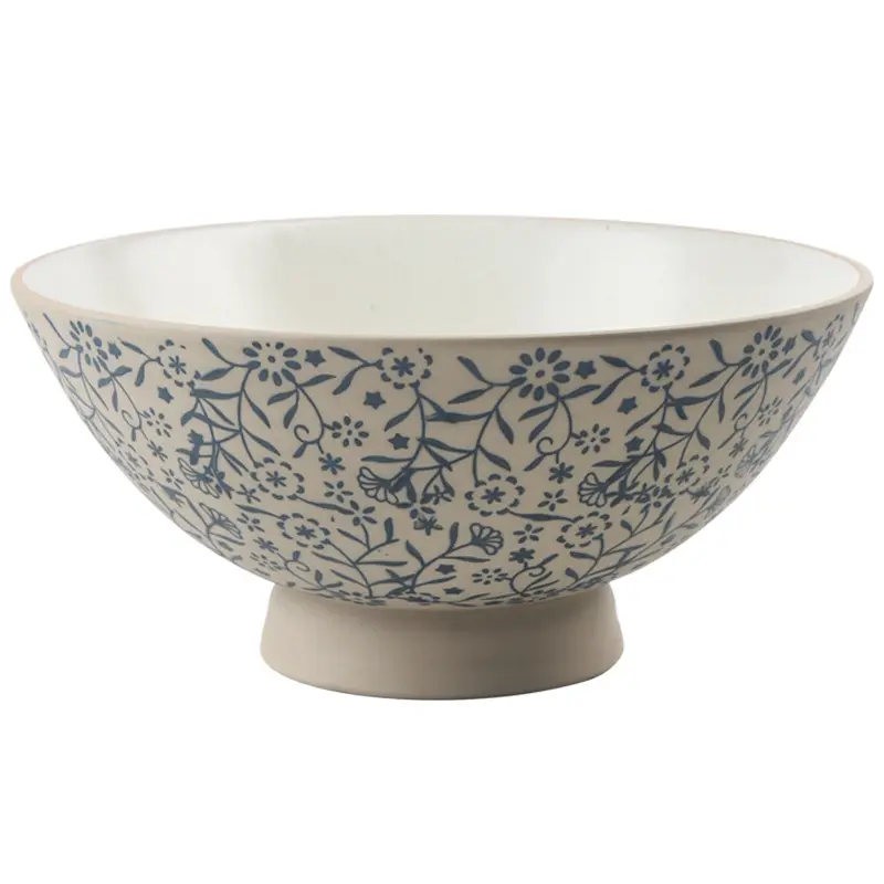 Hand Made Rough Pottery Lamian Noodles Bowl Japanese Retro Restaurant Tableware Hand-painted Printed Fruit Salad Bowls