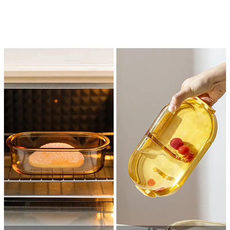 Glass Lunch Box Microwave Compartment Crisper Refrigerator Sealed Food Storage Box Fruit Bento Container