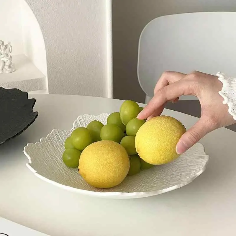 Solid Colour Fruit Plate Ceramic Household Candy Snack Plates Irregular Cake Dish Afternoon Tea Dessert Tray