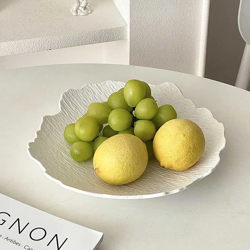 Solid Colour Fruit Plate Ceramic Household Candy Snack Plates Irregular Cake Dish Afternoon Tea Dessert Tray