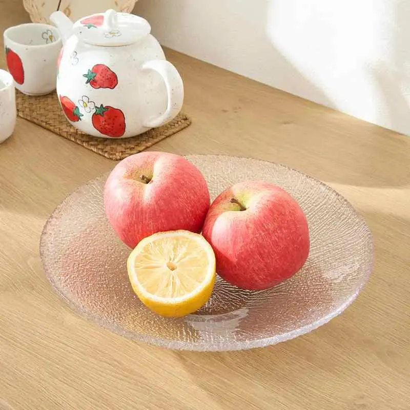 Glass Fruit Plate Home Living Room Nut Snack Plates Ornaments Simple Fruit Salad Dish 30cm Tableware