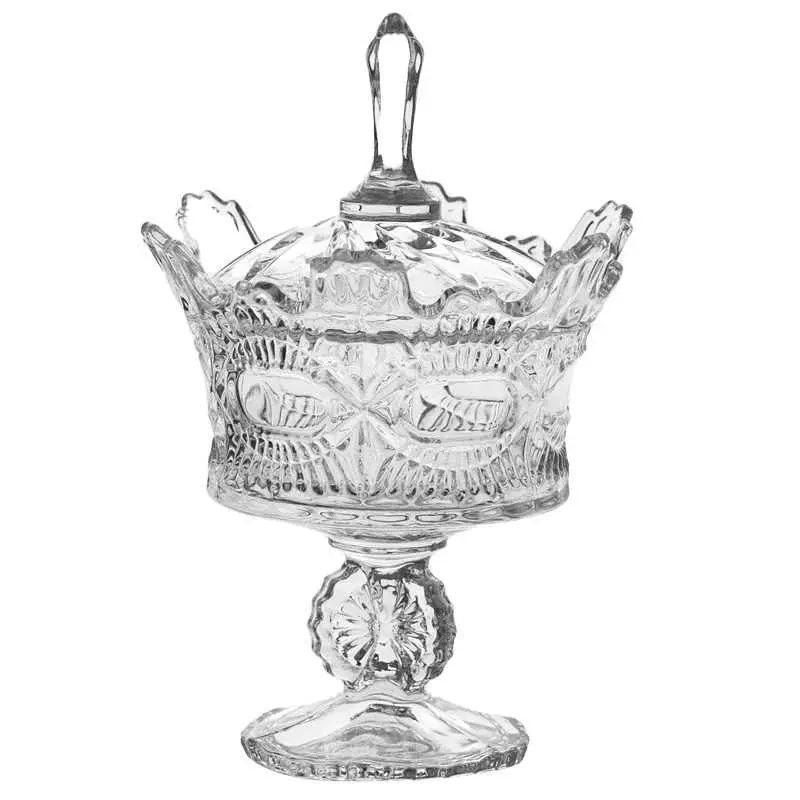 French Relief Candy Jar Glass Tall Feet Jewellery Sundries Storage Jar Light Luxury Decorative Ornament