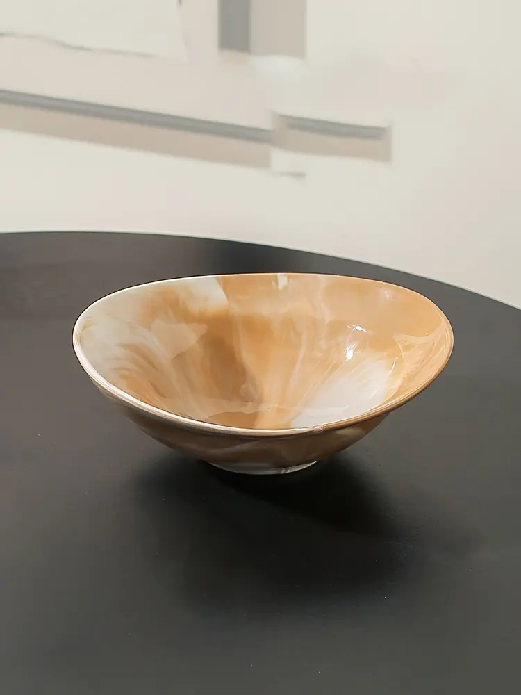 Ceramic Marble Vegetable And Fruit Salad Bowl Light Luxury Breakfast Dessert Yoghurt Bowl Household Tableware