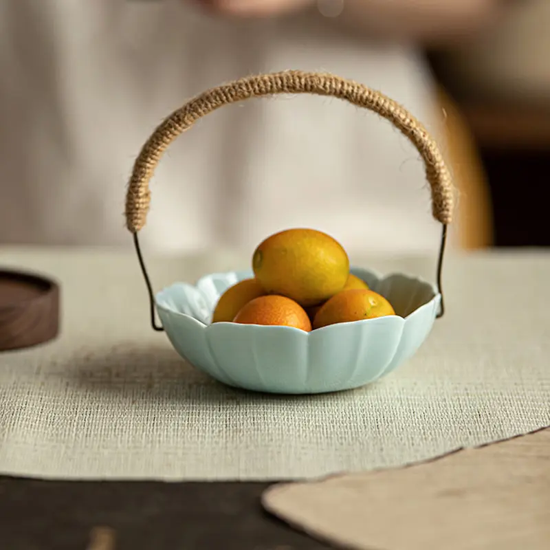 Exquisite Mini Fruit Plate Portable Picnic Fruit Snack Plate Ceramic Snack Pastry Plate Tableware Ornaments