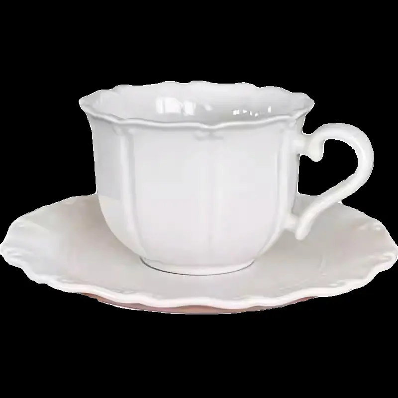 130ml Exquisite Ceramic Coffee Cups And Saucers Afternoon Tea Drinkware Household White Latte Cups Snack Plates Gift