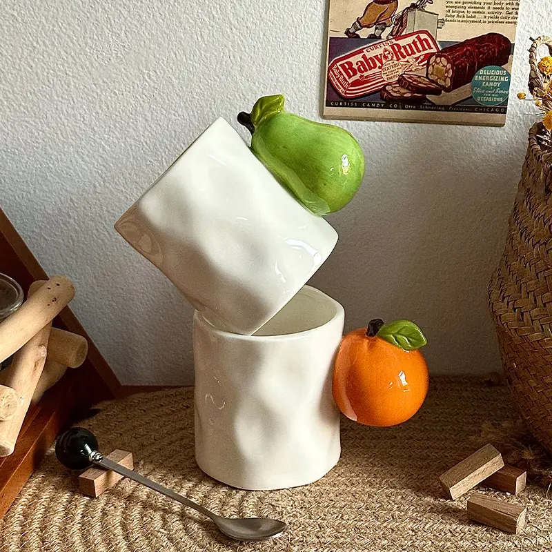 260 Ml Creative Ceramic Mug Fruit Shape Handle Coffee Cup Girl Birthday Gift Exquisite Home Breakfast Milk Oatmeal Cups