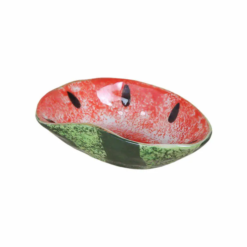 Hand-painted Watermelon Ceramic Food Saucer Irregularity Underglaze Soy Sauce Vinegar Hot Pot Condiment Dish