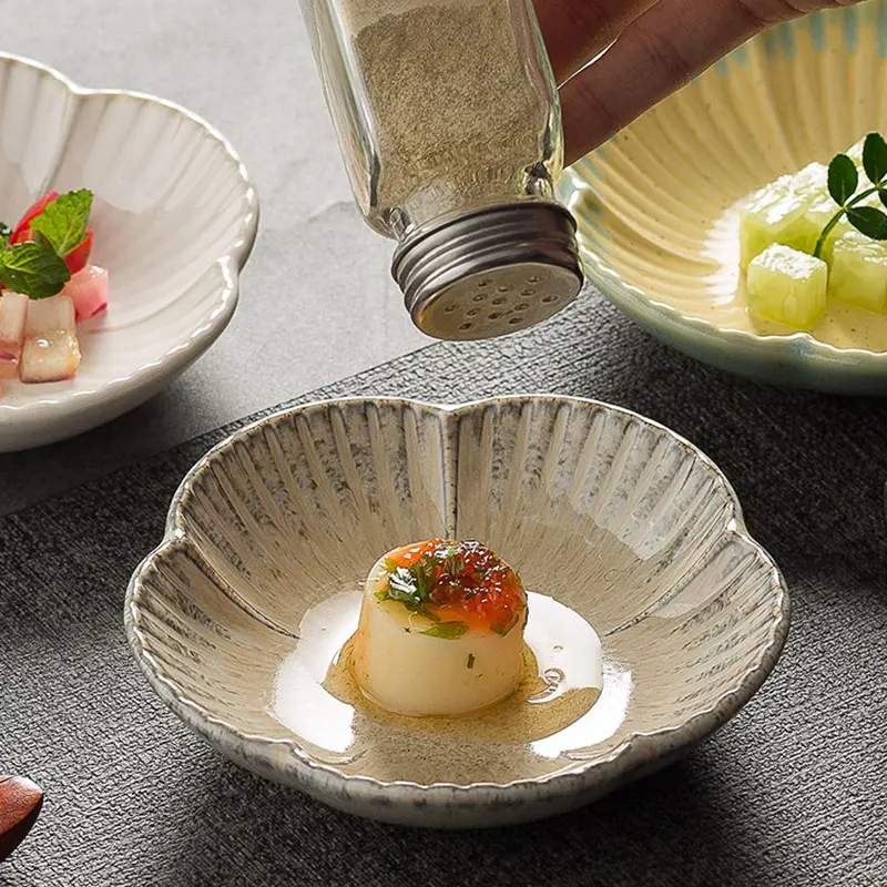 Japanese Style Seasoning Plate Creative Snack Dish Retro Dessert Plate Household Dipping Saucer