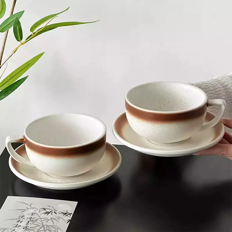 320ml Vintage Americano Coffee Mug Classic Simple Afternoon Tea Latte Mugs Handmade Ceramic Coffee Cup And Saucer Set