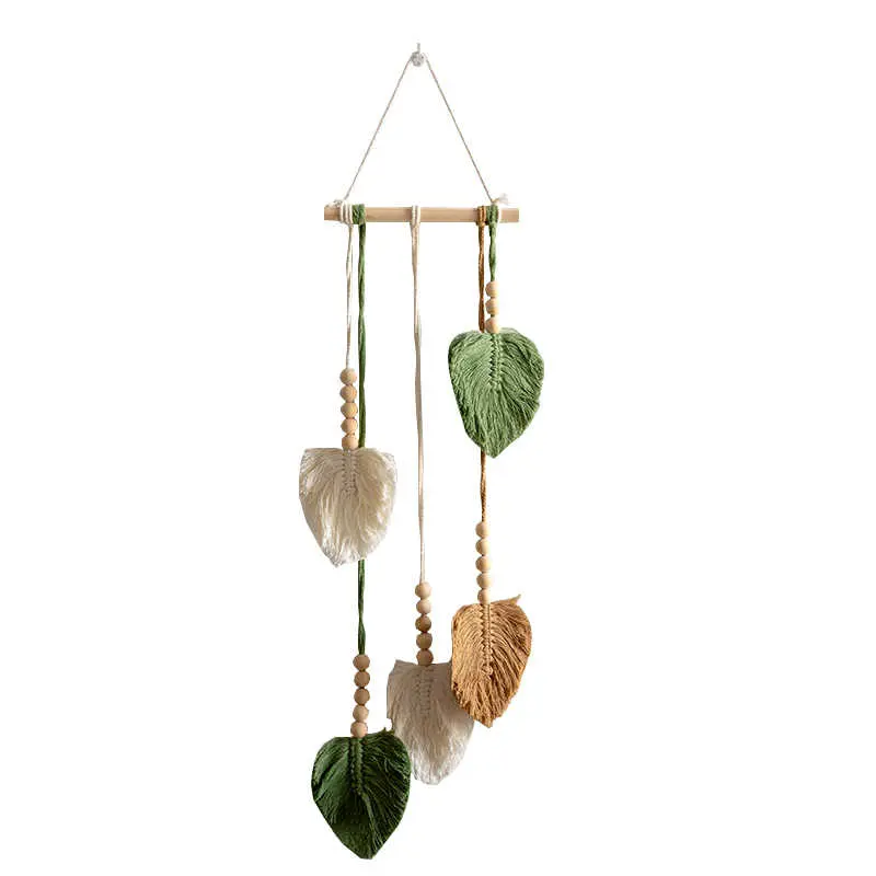 Nordic Style Handmade Leaf Woven Hanging Wall Decoration Living Room Bedroom Hotel Pendant Decoration Ornament