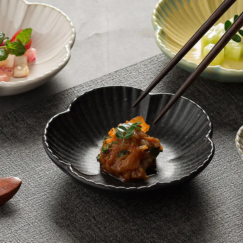 Japanese Style Seasoning Plate Creative Snack Dish Retro Dessert Plate Household Dipping Saucer
