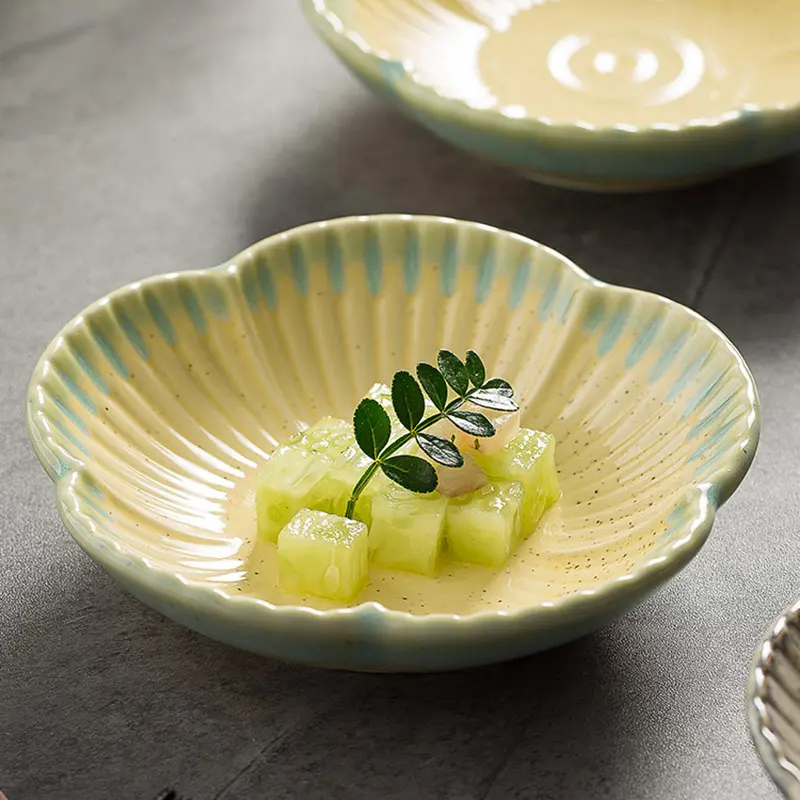 Japanese Style Seasoning Plate Creative Snack Dish Retro Dessert Plate Household Dipping Saucer