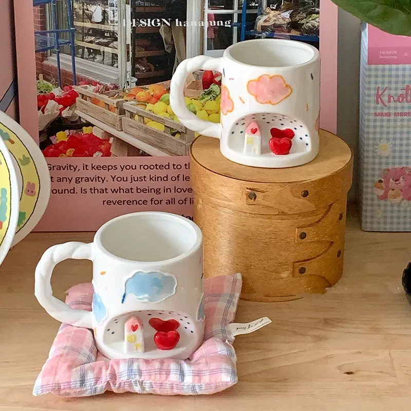 Hand-painted Underglaze Ceramic Mug Exquisite Office Coffee Cup 320ml Cute Breakfast Milk Cup Girl Gift Drink Ware