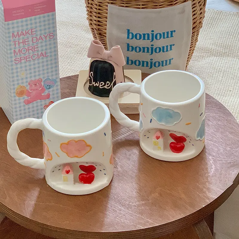 Hand-painted Underglaze Ceramic Mug Exquisite Office Coffee Cup 320ml Cute Breakfast Milk Cup Girl Gift Drink Ware
