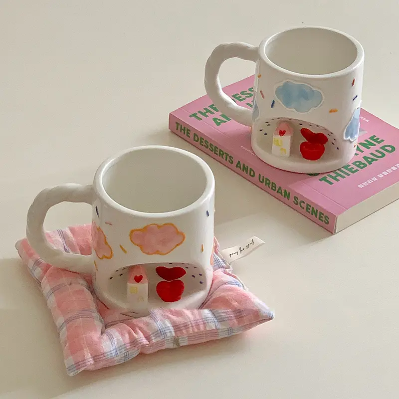 Hand-painted Underglaze Ceramic Mug Exquisite Office Coffee Cup 320ml Cute Breakfast Milk Cup Girl Gift Drink Ware