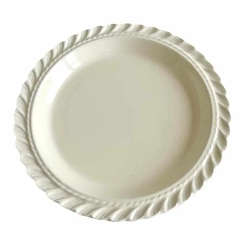 French Solid Colour Dessert Plate Exquisite Round Western Pastry Tray Household Breakfast Ceramic Flat Dish 21.5cm Tableware