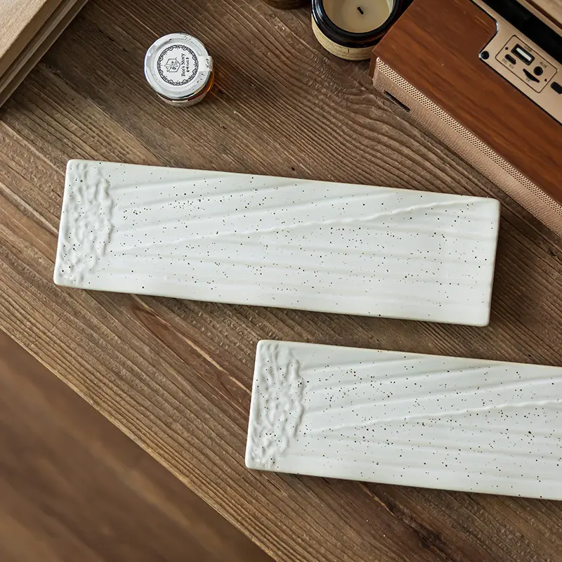 Japanese Style Rectangular Sushi Plate Household Ceramic Pastry Cake Plates Restaurant Snack Dish 28cm Tableware