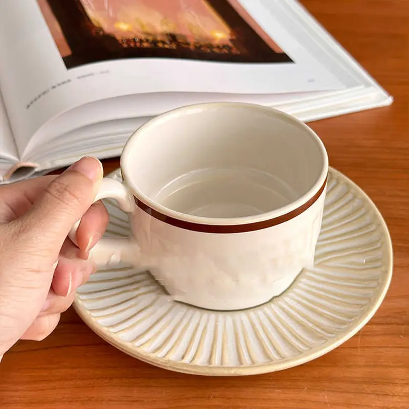 French Vintage Coffee Cups And Saucers 180ml Afternoon Tea Drinkware Household Breakfast Cups Snack Plates